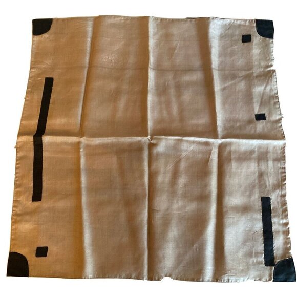 DKNY Beige Silk Geometric Square Scarf 18" - Picture 1 of 5